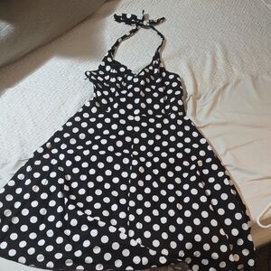 Stylish Black and White Polka Dot Dress